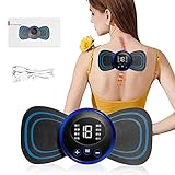 Nackenmassagegerät, Tragbares EMS Mini Massagegerät Pads 8 Modi und 19 Zervikales Massage-Pads,Lindert Muskelschmerzen für Arme, Schulter, Nacken, Rücken, Bauc