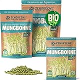 ZenGreens® - Bio Mungobohnen Sprossen Samen - Wähle zwischen 10g, 200g und 500g - Microgreens - Keimrate von über 97% - Mungbohnen Bio Saatgut zum Sprossen ziehen - wiederverschließbare Verpackung