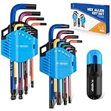 18TLG Innensechskant Satz mit Griff, Sechskantschlüssel Set mit Kugelkopf 1,5mm-10mm & Torx Schlüsselsatz T10-T50, Innensechskantschlüssel für Möbeln, Fahrrad reparatur und Haushalts Geräten