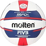 Molten Europe Ball-V5B5000-DE Beachvolleyball, Weiß/Blau/Rot, 5