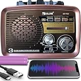 Retoo Radio Bluetooth FM Retro Nostalgie Radio Kofferradio Gehäuse in Holzoptik Vintage Radio Kompaktanlage Unterstützt USB SD Karten Slot Einfaches Küchenradio für Büro Zuhause Senioren