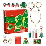 Pokronc Schmuckset für Mädchen, Weihnachtsmotiv, Perlenarmbänder für Kleinkinder, zum Basteln und für Partys, für Teenager-Mädchen