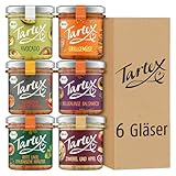 Tartex Bio Brotaufstriche Herzhaft | Veganer Aufstrich | Kennenlernbox Mediterran | 6 Gläser im Vorteilspack | lecker auf Brot oder als Dip | 820g