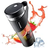 SESOCSEO Mixer Smoothie Maker to Go, 460ml Fresh Juice Flasche mit 4000mAh Wiederaufladbarer, 6 Scharfen Klingen Mini Silikon-Strohhalm, für Reisen, den Einsatz zu Hause, HD-07, Schwarz