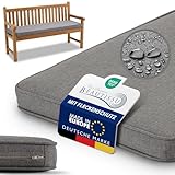 Beautissu Bankauflage Outdoor 140x50 cm Bankkissen Wetterfest - UV-Beständig Pflegeleicht Gartenbank Sitzkissen waschbar – 5cm dick Bankpolster Bezug abnehmbar Gartenmöbel Hellgrau – Calme BK