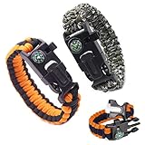 FANSEZQ Camouflage-Armband, Outdoor-Werkzeugset Enthält Einen Kompass,EIN 3,6 Meter Langes Regenschirmseil, Einen Feuerstarter, Notfall Messer & Pfeifen, Multi-Werkzeug, für Expeditionen, Camping