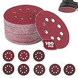 Sinand 100 Stück Schleifpapier 125mm Klett, Schleifscheiben 8 Loch,P40/P60/P80/P120/P180/P240/P320/P400 Exzenter Runde Schleifpapier