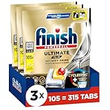 Finish Ultimate Plus Infinity Shine Citrus Spülmaschinentabs – Geschirrspültabs für intensive Reinigung, Fettlösekraft und Glanz mit Schutzschild – 315 Finish Caps (3x105 Caps)