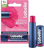 Labello Caring Beauty Pink Lippenpflegestift mit Farbe und Sonnenschutz, farbige Lippenpflege mit LSF 30, Vitamin E und Bio-Mandelöl, Lippenbalsam für Lippen und Wangen (4,8 g)