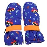 NIYANGLE 1Paar Warm Gefütterte Fäustlinge für Jungen für Skifahren Snowboarden Winterabenteuer mit Verstellbarem Handgelenkverschluss Optimalem Sitz