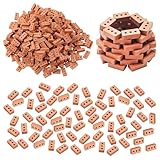 YHNMMNO 120 Stück Mini Simulation Ziegel 1;16 Miniatur Ziegelsteine zum Mauern Kinder Mini Scale Ziegel Rote für DIY Puppenhaus, Diorama, Fairy Garten Dekoration(3 Loche Ziegelrot)