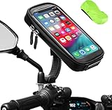 ENONEO Motorrad Handyhalterung Wasserdicht 360° Drehbar Motorrad Smartphone Halterung mit Regenschutz Motorrad Handy Halterungen Rückspiegel bis zu 6,7' (Schwarz)