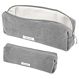 Federmäppchen, Mäppchen Cord-Stoff, Schlamppermäppchen Damen, Federmäppchen Mädchen, Federtasche Stiftetasche Stiftemappe, Pencil Case, Cord Federtasche für Mädchen Teenager Schule, Büro (Grau)