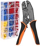 Crimpzange für 0,5-6mm², Crimping Pliers Kabelschuhe Setmit 400 Stück Kabelschuhen Crimpzange für Zange Haushaltsgeräte Verbindung, Fahrzeug Schaltung Wartung Orange-schwarz