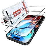 LK Panzer Schutz Glas für iPhone 16, iPhone 15 Schutzfolie [Full Screen] Auto-Installation Schutzglas [9H TOP Härte] Stoßfest Kratzfest Anti-Fingerabdruck Anti-Öl Anti-Bläschen, 2 Stück