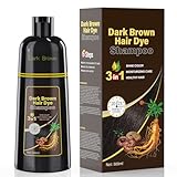 Dark Brown Hair Dye Shampoo Haarfarbe Dunkelbraun 3-in-1 für Männer & Frauen, Natürliche Pflanzenfarbe, Grauabdeckung & Pflege, Sofortige Farbergebnisse, Langanhaltendes Haarfärbeshampoo, 500 ml