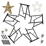 MODO24 Sägebock Holzbock, Klappbock Arbeitsbock, 5er-Set inklusive Montageteile, DIY Stern, Weihnachtsstern SET, Tapezierbock Montagebock Unterstellbock, Sternabmessungen 180x180x73 cm, Schwarz