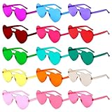 VEVOQIM Herz Sonnenbrille,15 Paar Bunte Herzbrille Partybrille,Sonnenbrillen Herzform Party Hippie Brille Set,Lustige Herzchen Herzsonnenbrille,Heart Party Brille für Geburtstagsfeier, Halloween