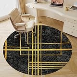 Odot Bodenschutzmatte Bürostuhl, Metalldruck Runde Bürostuhl Unterlage Diverse Größen Schreibtischstuhl Unterlage rutschfest Bodenschutzmatte Gaming Teppich für Hartböden Büro (Goldfaden,100cm)