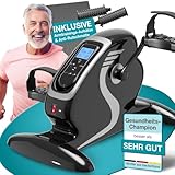 ELONEO 2in1 Arm- und Beintrainer Mini Bike Pedaltrainer mit Motor, inkl. Trainingsdisplay, Massage-Handgriffe Anti-Rutschmatte, ideal für Senioren, Mini Heimtrainer schwarz