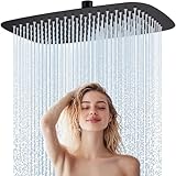 HardiValue Duschkopf Regendusche 14 Zoll (35 x 22 cm), Edelstahl Regendusche Duschkopf, Anti-Kalk-Düsen(mattschwarz)