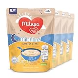 Milupa Milchbrei Sanfter Start – Glutenfreier Babybrei ohne Palmöl – Frei von Konservierungs- und Farbstoffen – Ab dem 5. Monat – 4 x 400 g
