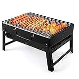 Barbecue-Grill, Holzkohlegrill, Barbecue, tragbarer Grill – Klappgrill aus Edelstahl, Tischgrill, Outdoor-Smoker-Grill für Picknick, Garten, Terrasse, Camping,