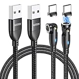 VAFOTON 9Pin Magnet Ladekabel (2Pack 2m+1m), 540 Grad USB Magnetisches Ladekabel, USB zu TypC Magnetkabel, 18W Datenkabel für Typ C Geräte