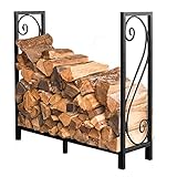 Großes Kaminholzregal aus Schmiedeeisen für Außendeck, Veranda, erhöhte Holzaufbewahrung, Holzhalter