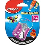 Maped - ergonomischer Anspitzer COLOR'PEPS für 2 Stiftgrößen inkl. Auffangdose - speziell für Buntstifte - für dünne Stifte Ø  8 mm/für dicke Stifte Ø  11 mm