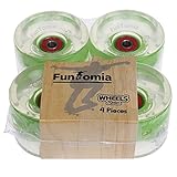 FunTomia 4 Stück (LED) Longboard/Skateboard Rollen (Big Wheels) in 70x51mm 80A inkl. ABEC-9 Kugellager und Metall Spacer 80A Rollenhärte