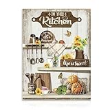 Dazzlewall Rustikales Küchen Leinwand Bild, Schmetterling Gemüse Sonnenblume Wandbild, Küche Zitate Poster für Restaurant Speisesaal Dekor 30x40 cm Ungerahmt