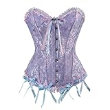 Moonight Korsett-Oberteil, florales Renaissance-Korsett für Damen, Schnürung, Überbrustkorsett, Bustier, Blau, XX-Large