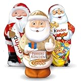 Weihnachtsmänner 3er Mix: Kinder Vollmilch, Küsschen White Crispy &Duplo – Festliche Schokolade im Nikolaus-Stil - Ideal für Weihnachten und winterliche Naschereien (75, 55 & 72g)