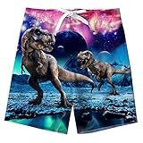 Fanient Jungen Surf Board Shorts Funny Dinosaur Pattern Badeshorts Badebekleidung Badehose Summer Beach Board Hose