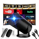Mini Beamer, 4K FHD 1080P 180°Dreh Tragbarer Projektor, Klein Videoprojektor Unterstützt 2.4/5G Dual WiFi Bluetooth 5.0, mit Android und IOS 11.0 Heimkino Smart Beamer Doppelsteuerung mit Maus,Schwarz