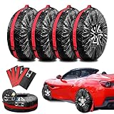 Reifentasche 18 19–22 Zoll 4 Stück Reifentaschen Set, Reifentüten mit Tragegriff, Reifenabdeckung, Reifenschutzhülle für Winterreifen, Sommerreifen, Auto Reifensäcke zur Aufbewahrung, Transport Ø80 cm