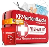 KFZ Verbandstasche nach aktueller Norm 2026 inkl. Beatmungstüchern - Auto Verbandskasten europaweit nutzbar - Erste Hilfe Set neue Norm DIN 13164:2022 (StVO konform)