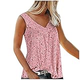 Floral Gedruckt Blumen Tanktops Träger Tops für Damen T-Shirt Damen Sommer Oberteile Lässig Print Kurzarm V-Ausschnitt Locker T-Shirt Casual Basic Tees Tops Elegant Tunika Bequem Schlanke