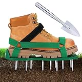 Ohuhu Nagelschuhe Rasenlüfter Schuhe vormontiert mit Klettverschluss, Rasenbelüfter Vertikutierer mit Schaufel Aerifizierer für Rasenbelüftung Garten Schuhe Der ideale Rasenbelüfter Grün