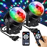 SOARFLY 2Pcs Discokugel, 360° Rotierende Discolicht Partylicht Discolicht Musikgesteuert, Disco Party Licht LED Discokugel Partylicht mit Fernbedienung für Halloween Home Weihnachten Kinder