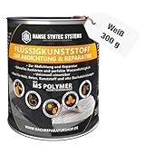 HSS Flüssigkunststoff für Abdichtung & Reparatur – UV- & witterungsbeständig – MS-Polymer – lösungsmittel- & bitumenfrei – Weiß – 300 g für ca. 0,33m²