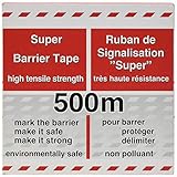 Absperrband rot/weiß geblockt 80 mm breit á 500m