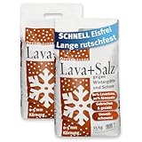 OPPENHÄUSER Lava-Salz Gemisch 30kg gebrochen & gesiebt: 80% Lavastreu 20% Streusalz (DIN EN 16811-1), schnell & langanhaltend, für Gehwege & Straßen, Premium Qualität - 2x15kg