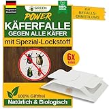 Käfer Falle mit Spezial-Lockstoff - 6X Käfer Fallen - umweltfreundlich alle Käfer bekämpfen, Chemiefreie Falle mit starker Klebefläche, giftfrei & geruchsneutral