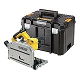 Dewalt 1.300 Watt Tauchkreissäge DWS520KT (für Führungsschienen, max. Schnitttiefe 59 mm, mit Eintauch-Rückschlagstop, Sägeblatt-ø 165 x 20 mm, variable Schnittgeschwindigkeit, flache Schutzhaube)
