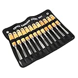 Irfora Holz-Handmeißel, Professionelles 12-teiliges Holzschnitz-Handmeißel-Set, Messerscharfe Klingen für Tischler, Künstler, Runde Nase, Vierkantholz, U-Hohleisen, Gebogen,