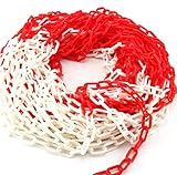 Trintion 30m 6mm Absperrkette Warnkette Plastikkette Zweifarbig Kunststoffkette Sicherheit Plastik Baustellensicherungskette Kunststoff Rot Weiß Absperrkette Warnkette Sicherheit Plastik Parkplatz