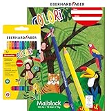 EBERHARD FABER 599048 - Malset Colori mit 12 Buntstifte und Zeichenblock DIN A4, 75 Blatt 70 g/m² Papier