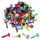 100 Stück Mini Bunte Brads Musterbeutelklammern Rundkopfklammern Musterklammern Metall Rundkopfklammern Scrapbooking Brads Musterklammern Für Schule Büro Papier Briefklammern Basteln Handwerk DIY